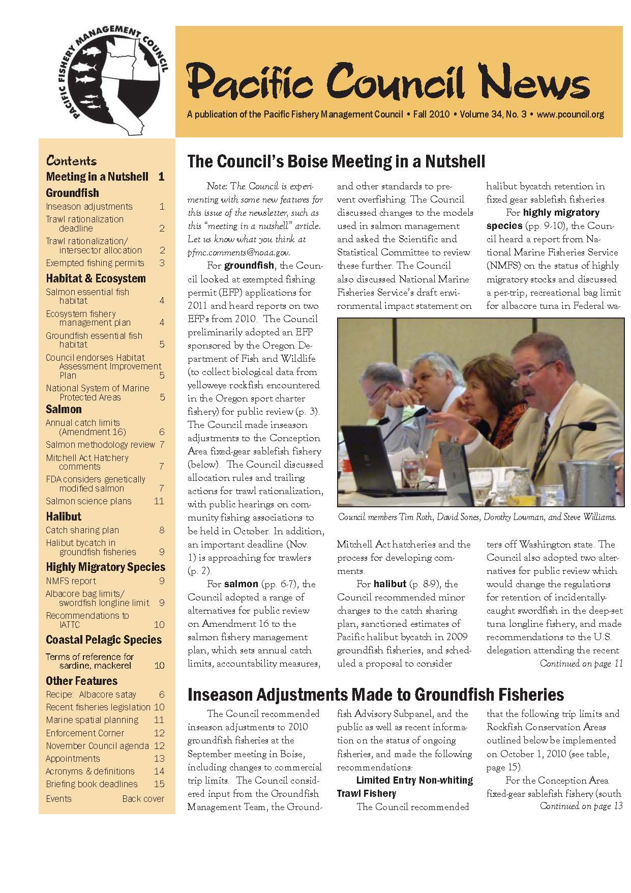 Front page of newsletter