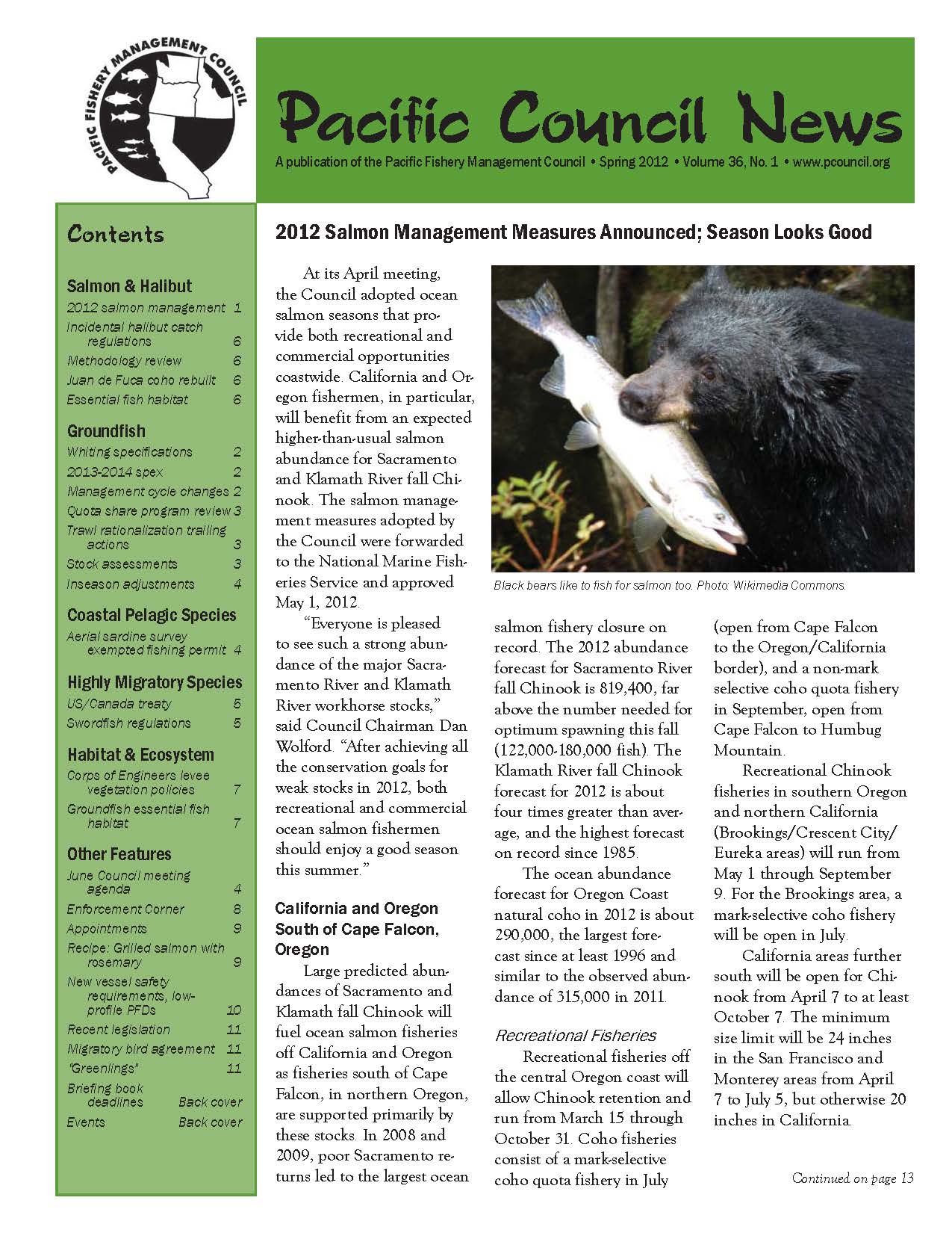 Front page of newsletter