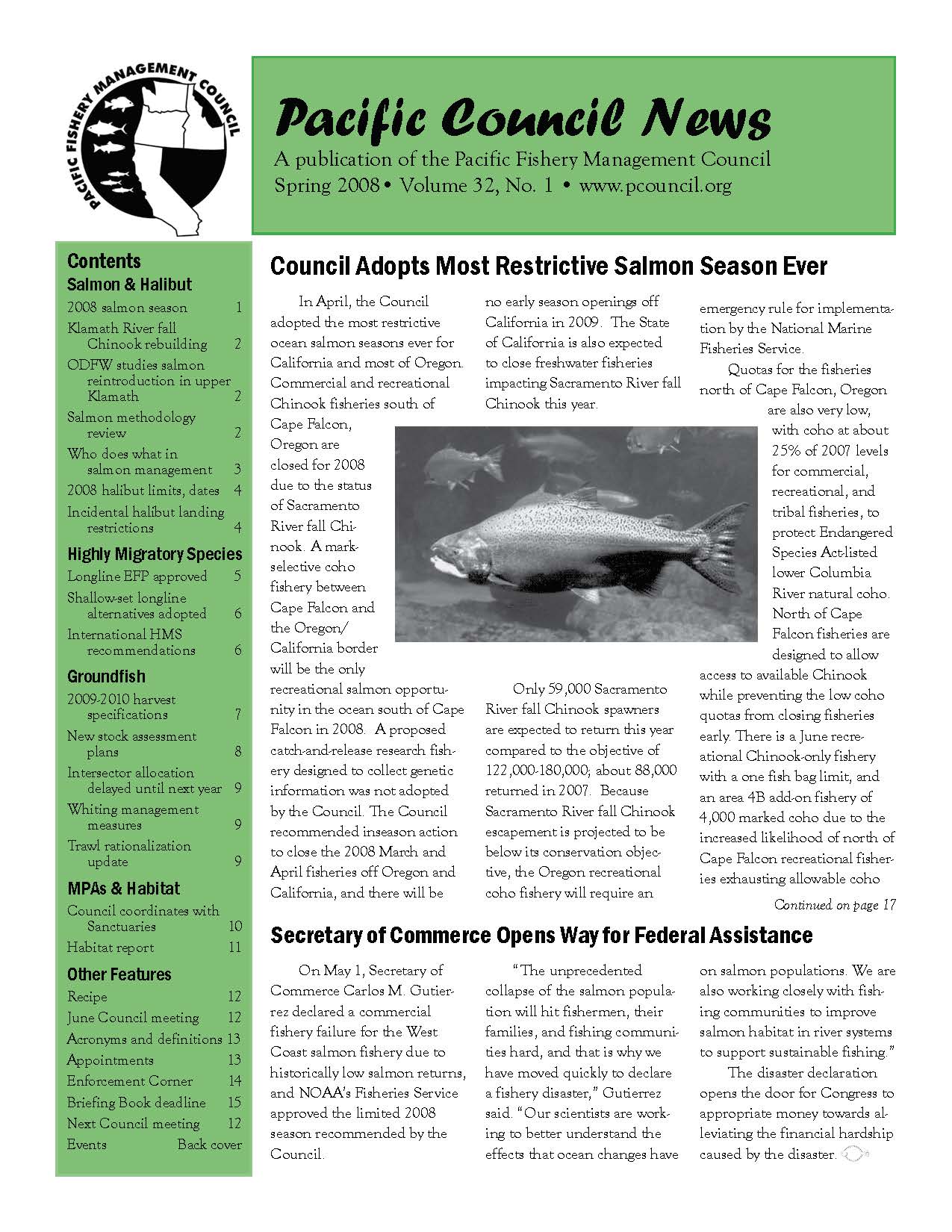 Front page of newsletter