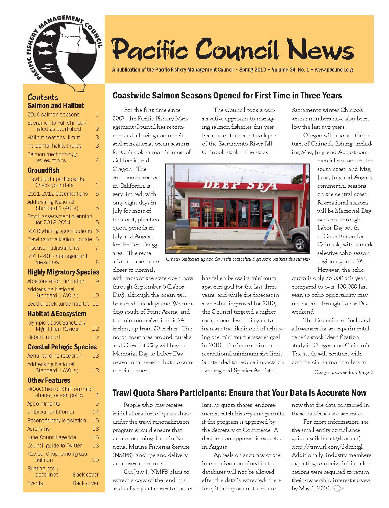 Front page of newsletter