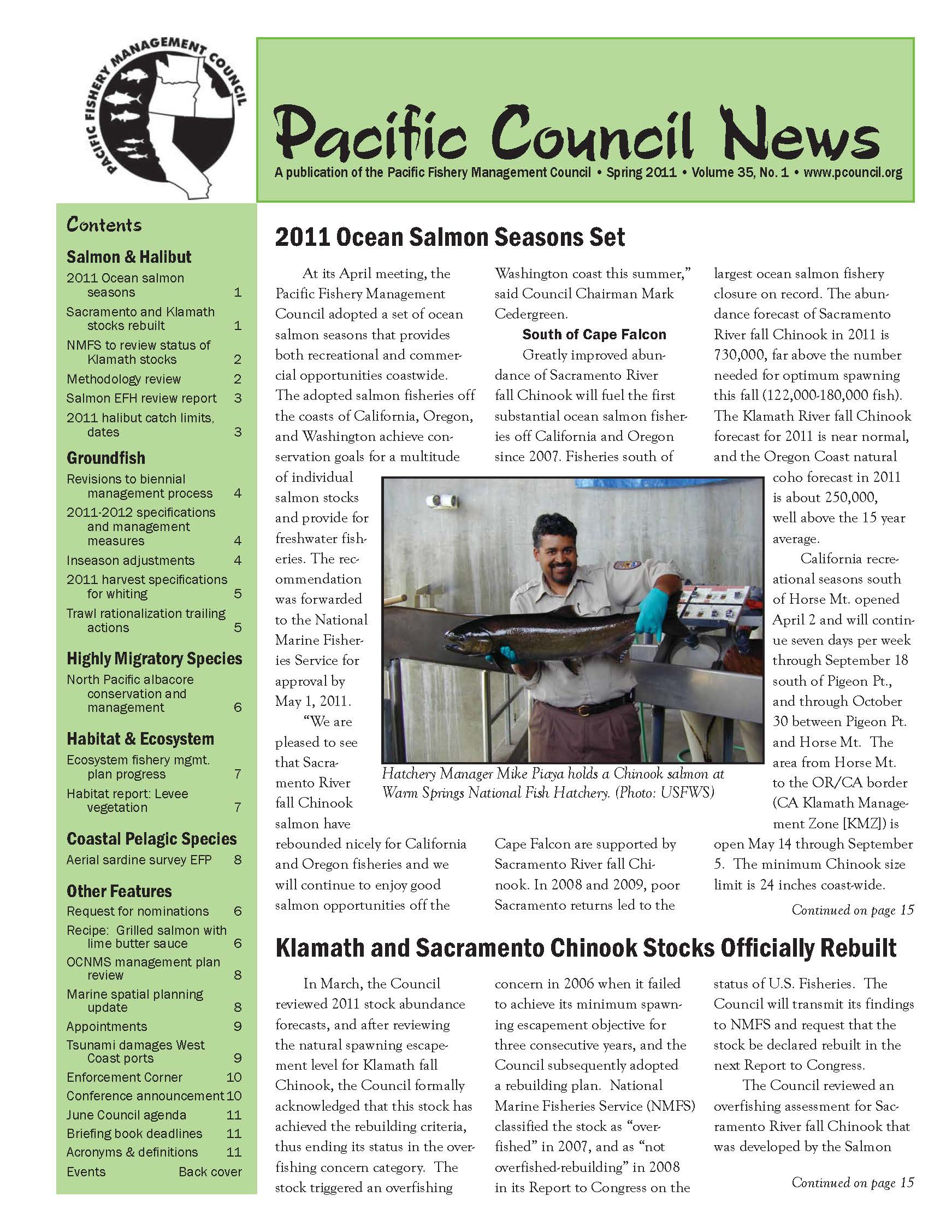 Front page of newsletter