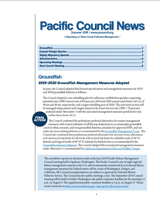 Front page of newsletter