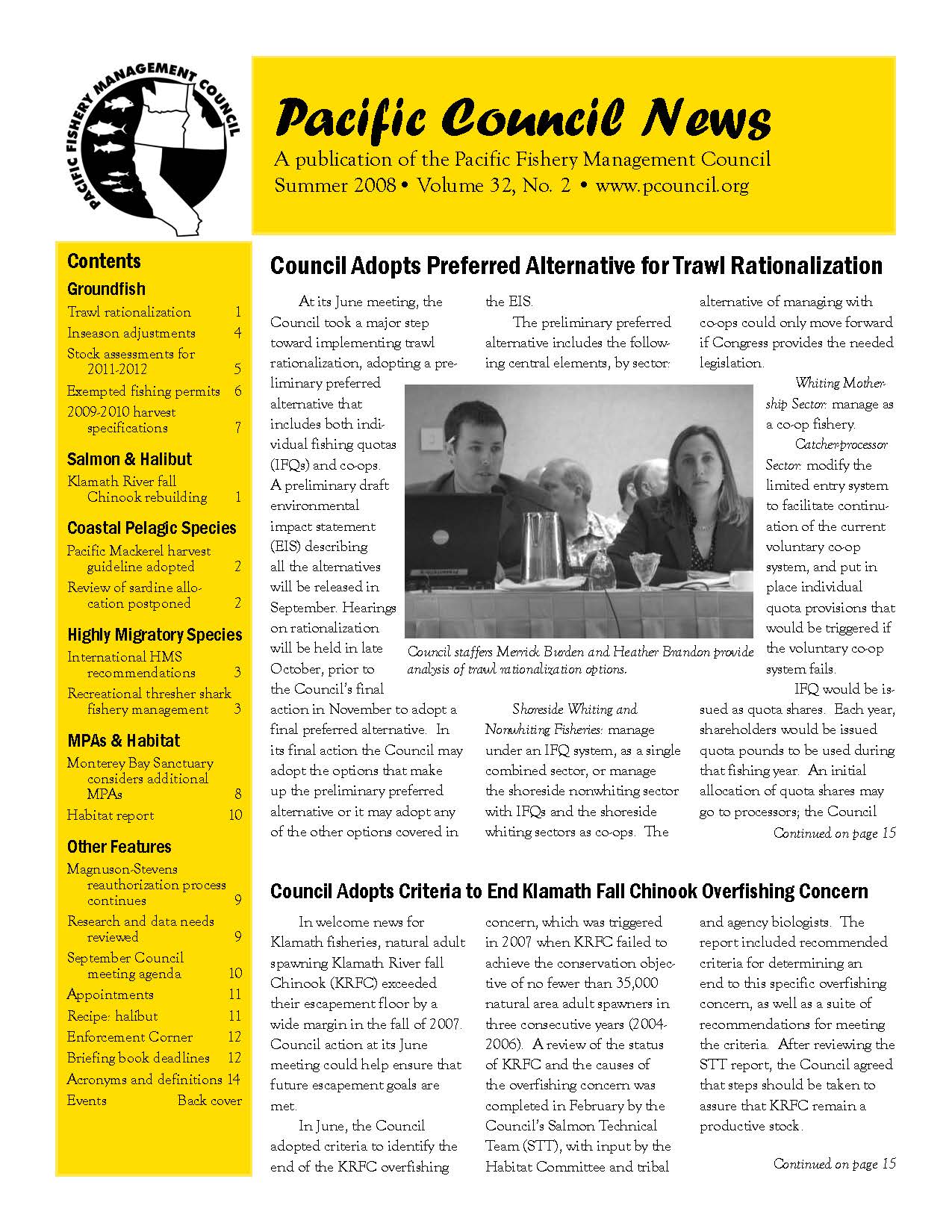 Front page of newsletter