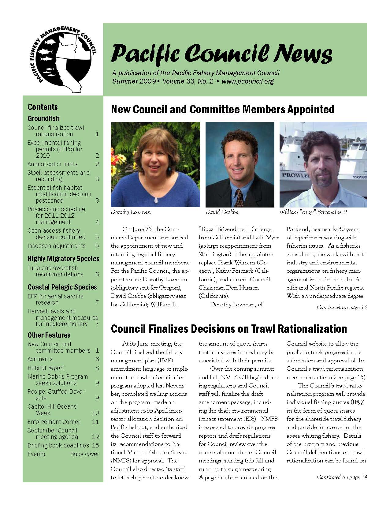 Front page of newsletter