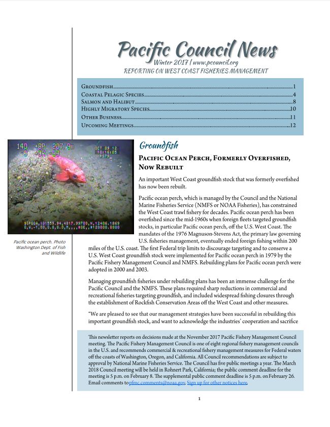 Front page of newsletter