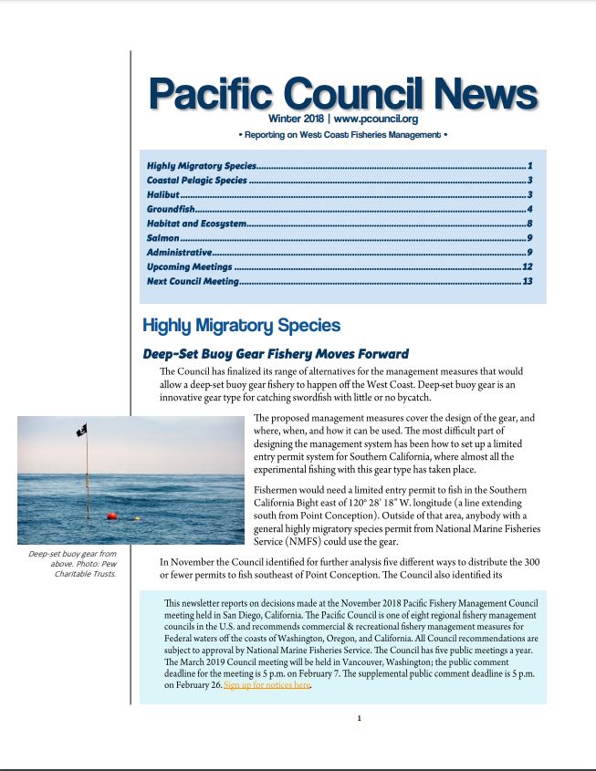 Front page of newsletter