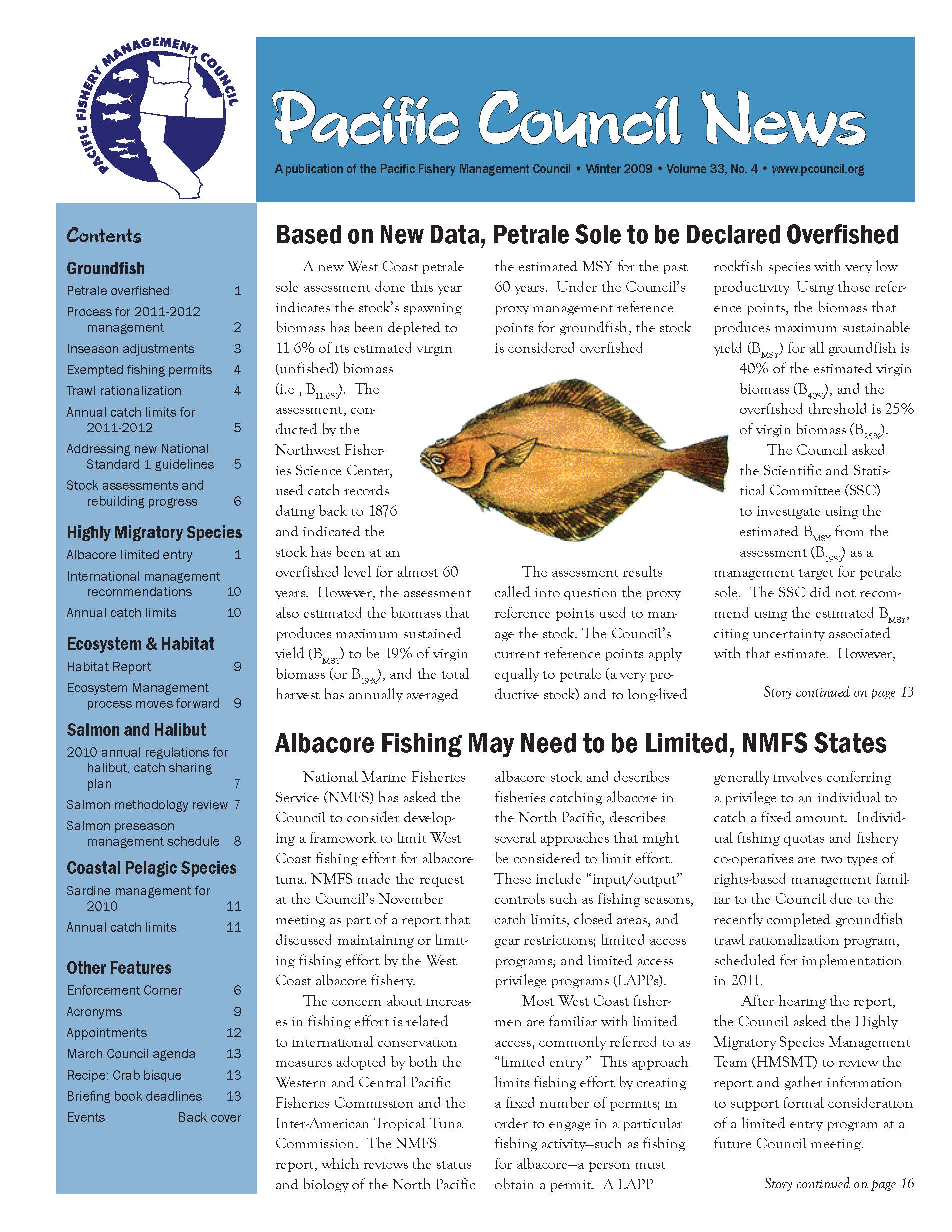 Front page of newsletter