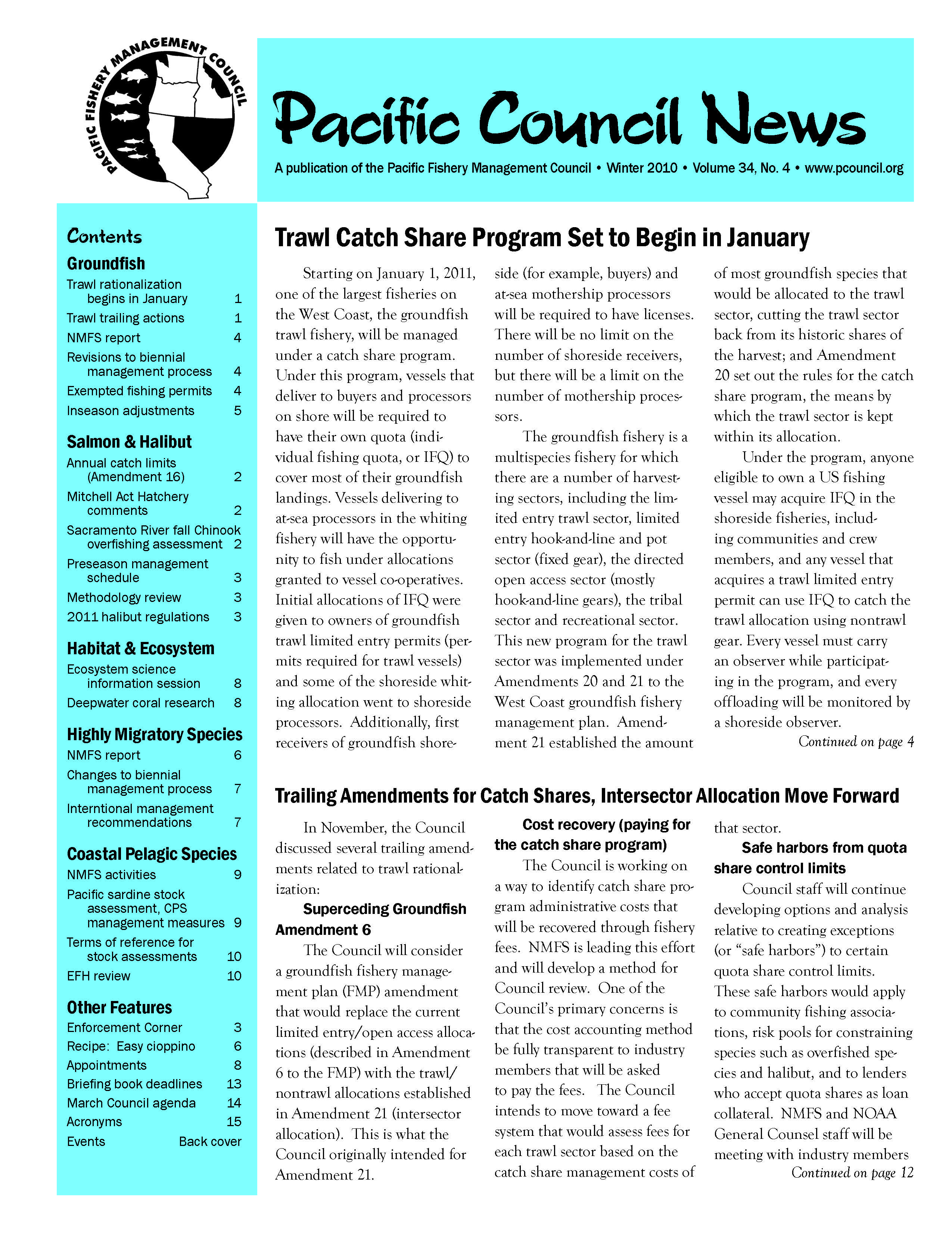 Front page of newsletter