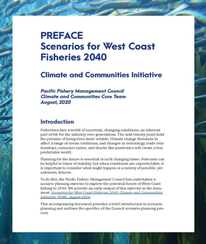 Preface: scenarios for West Coast Fisheries 2040