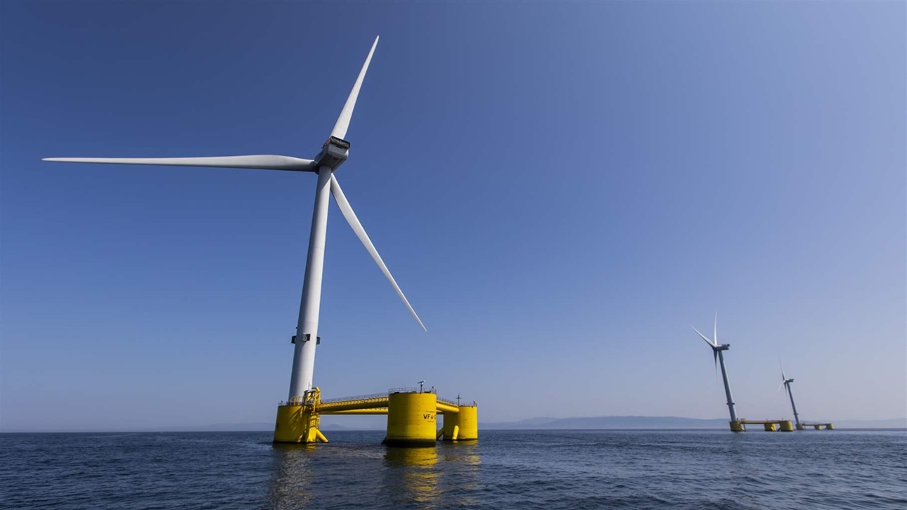 Windfloat Atlantic off the coast of Portugal is the first floating wind farm installed in continental Europe. That type of floating technology is driving a push for new offshore wind development off the United States’ Pacific coast. Credit Hugo Amaral / SOPA Images / PEW